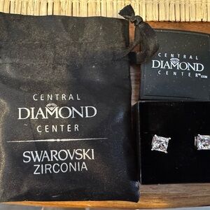 Swarovski Zirconia Silver Stud Earrings by